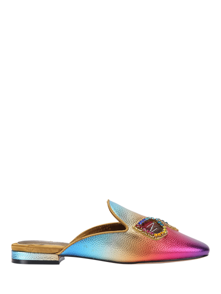 Kurt Geiger London Leather Embroidered Mule Slippers, Multi, Multi