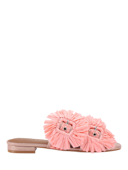 Kurt Geiger London Raffia Buckle Flat Sandals, Pink Multi, Pink Multi