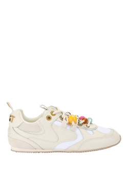 Kurt Geiger London Kurt Bead Embellished Slim Trainers, Natural Putty, Natural Putty