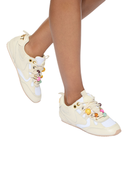 Kurt Geiger London Kurt Bead Embellished Slim Trainers, Natural Putty - view 2, Natural Putty