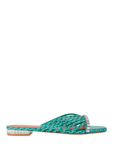Kurt Geiger London Crystal Embellished Strap Flat Mule Sandals, Green, Green