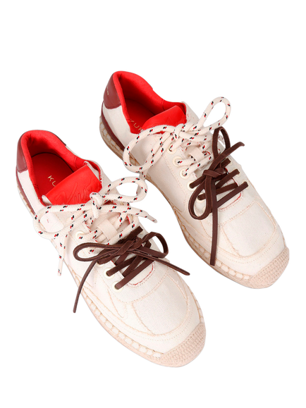 Kurt Geiger London Kurt Canvas Espadrille Trainers - view 2, White/Multi