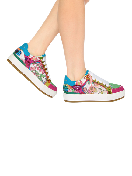 Kurt Geiger London Southbank Tag Fabric Trainers, Multi - view 2, Multi