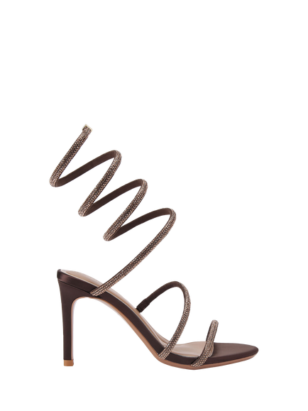 KG Kurt Geiger Athena Embellished Stiletto Heel Sandals, Brown Dark, Brown Dark