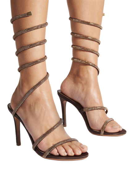 KG Kurt Geiger Athena Embellished Stiletto Heel Sandals, Brown Dark - view 2, Brown Dark