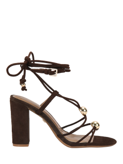 KG Kurt Geiger Swift Embellished Block Heel Strappy Sandals, Brown, Brown