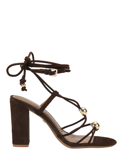 KG Kurt Geiger Swift Embellished Block Heel Strappy Sandals, Brown, Brown