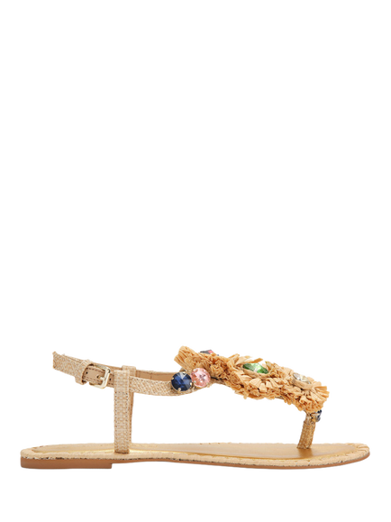 KG Kurt Geiger Revel Raffia Jewel Sandals, Gold, Gold