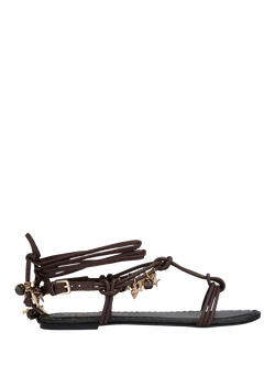 KG Kurt Geiger Roux Knotted Leather Gladiator Sandals, Brown, Brown
