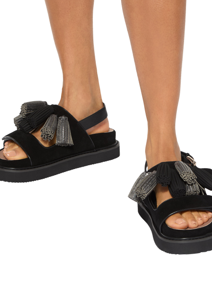 KG Kurt Geiger Rita XL Leather Embellished Strappy Sandals, Black - view 2, Black