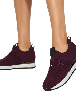 KG Kurt Geiger Lara Embellished Slip In Trainers, Red Wine - view 2, Red Wine