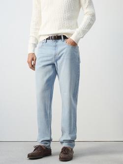Mango High-Rise Straight Fit Jeans, Bleach, Bleach