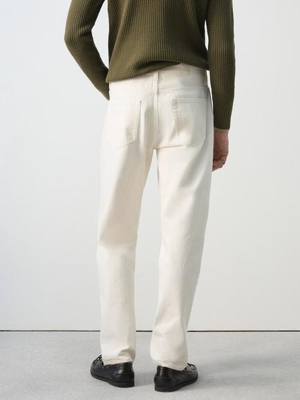 Mango Mid-Rise Straight Fit Jeans, Off White - view 2, Off White