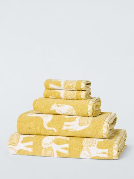 John Lewis Elephant Safari Towels, Buttercup