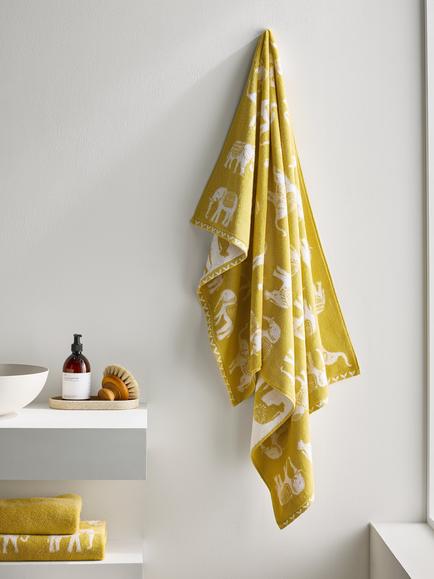 John Lewis Elephant Safari Towels - view 2, Buttercup