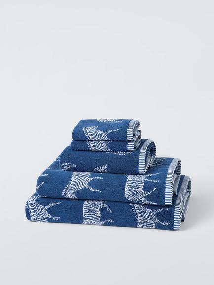 John Lewis Zebra Towels, Sapphire, Sapphire