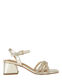 KG Kurt Geiger Abra Block Heel Embellished Sandals, Gold