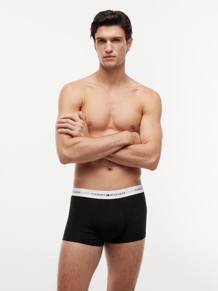 Tommy Hilfiger Stretch Cotton Waistband Trunks, Pack of 3, Black - view 2, Black