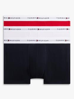 Tommy Hilfiger Stretch Cotton Waistband Trunks, Pack of 3, Black/Multi, Black/Multi