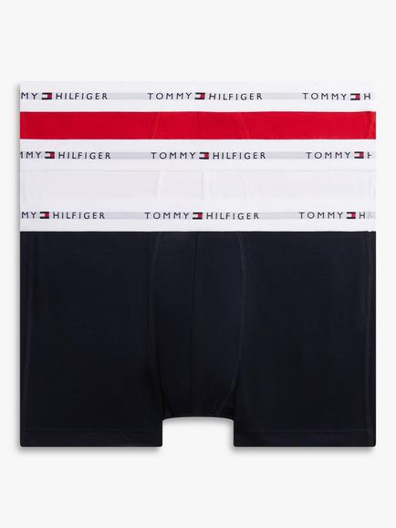 Tommy Hilfiger Stretch Cotton Waistband Trunks, Pack of 3, Black/Multi, Black/Multi