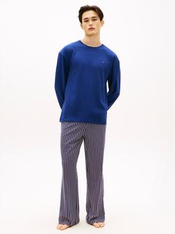 Tommy Hilfiger Stretch Cotton Jersey Pyjama Set, Blue/White, Blue/White