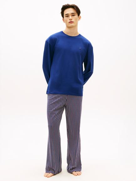 Tommy Hilfiger Stretch Cotton Jersey Pyjama Set, Blue/White, Blue/White
