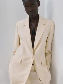 Mango Single Button Blazer, Raw, Raw