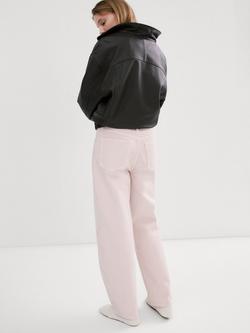 Mango High Rise Barrel Leg Jeans, Pink - view 2, Pink