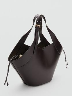 Mango Double Handle Bucket Tote Bag, Chocolate - view 2, Chocolate