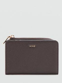 Mango Textured Zip Around Purse, Chocolate, Chocolate