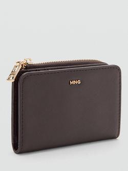 Mango Textured Zip Around Purse, Chocolate - view 2, Chocolate