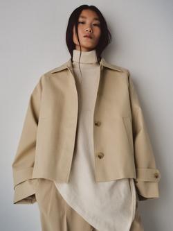 Mango Cropped Trench Jacket, Beige, Beige