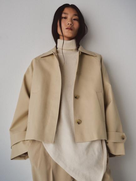 Mango Cropped Trench Jacket, Beige, Beige
