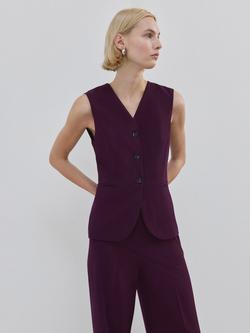 Mango Waistcoat Tailored Jumpsuit, Damson, Damson