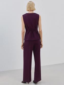 Mango Waistcoat Tailored Jumpsuit, Damson - view 2, Damson