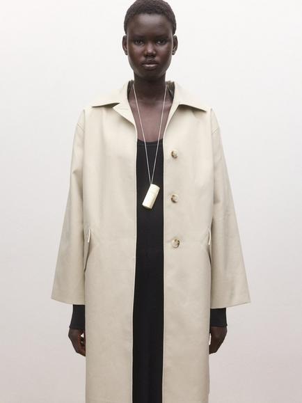 Mango Relaxed Fit Trench Coat, Stone, Stone