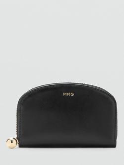 Mango Curve Zip Up Purse, Black