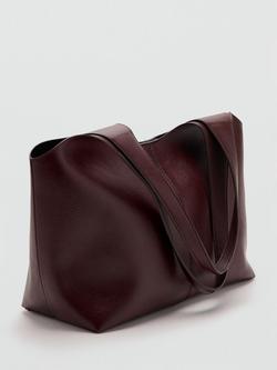 Mango Slender Strap Shoulder Tote Bag, Bordeaux - view 2, Bordeaux