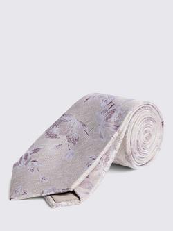 Moss Floral Weave Silk Tie, Dusty Pink, Dusty Pink