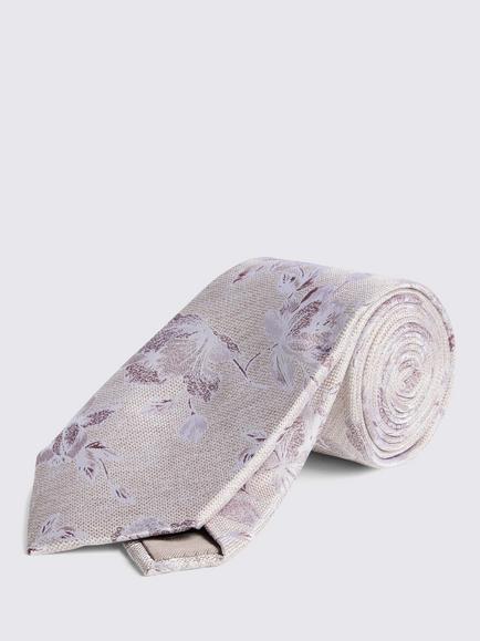 Moss Floral Silk Tie, Dusty Pink