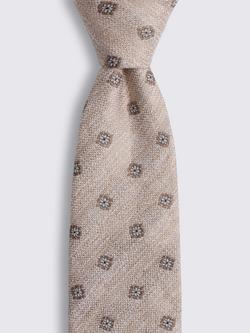 Moss Micro Medallion Silk Blend Tie, Cream - view 2, Cream