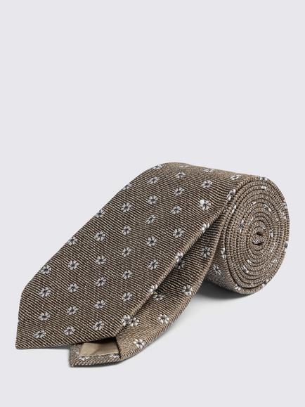 Moss Italian Silk Blend Medallion Tie, Light Brown/Multi