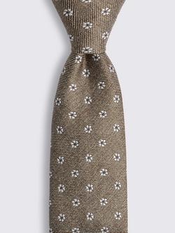 Moss Micro Floral Italian Silk Blend Tie, Light Brown/Multi - view 2, Light Brown/Multi