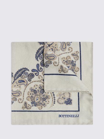 Moss Italian Paisley Pocket Square, Neutral, Neutral/Multi