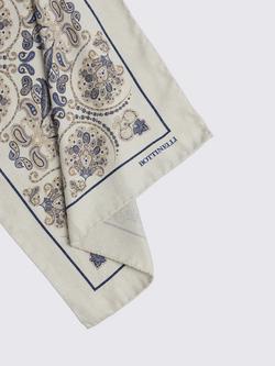 Moss Italian Paisley Print Handkerchief, Neutral - view 2, Neutral/Multi