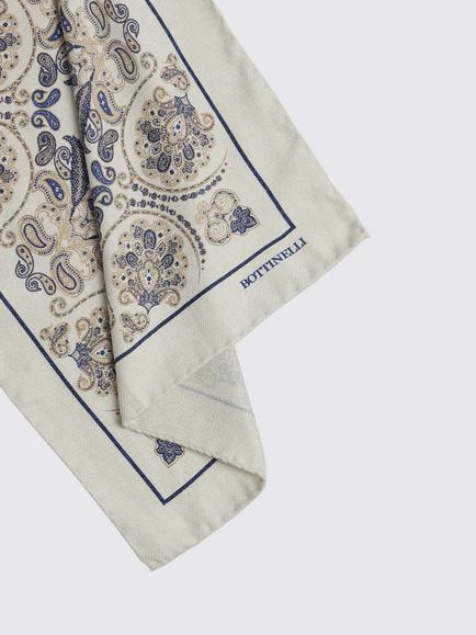 Moss Italian Paisley Pocket Square, Neutral - view 2, Neutral/Multi