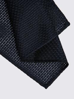 Moss Italian Silk Grenadine Pocket Square, Navy - view 2, Navy