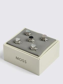 Moss Reversible Shirt Studs, Silver Onyx - view 2, Silver