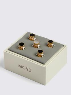 Moss Reversible Shirt Studs, Gold Onyx - view 2, Gold