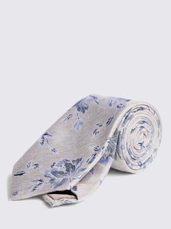 Moss Blue Floral Weave Silk Tie, Blue/Multi, Blue/Multi